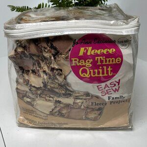 JoAnn Exclusives Rag Time Quilt Easy Sew Family Fleece  Blanket 63 Squares CATS